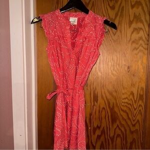 Peek Girls Dress Sleeveless Pink Cream Button Detail Size 12